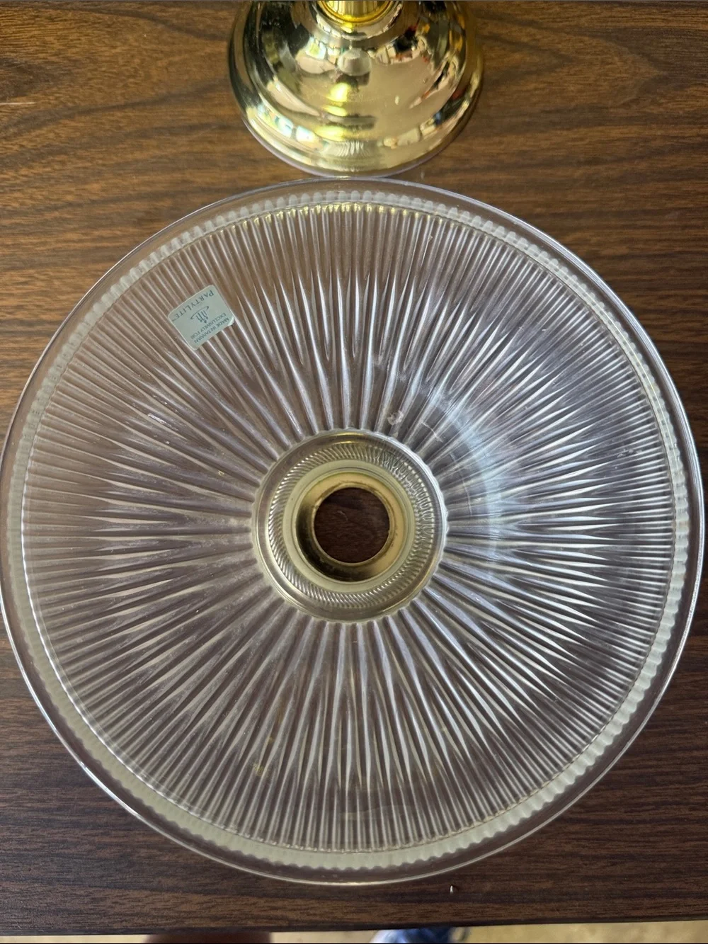 PartyLite Gold and Clear Ribbed Glass Table candle Lamp - Picture 2 of 6